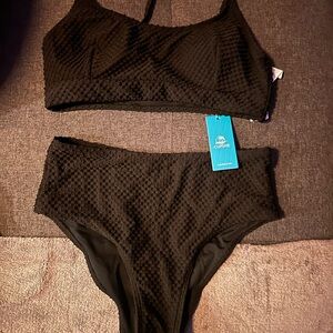 Cupshe Elegant Black Textured Bikini